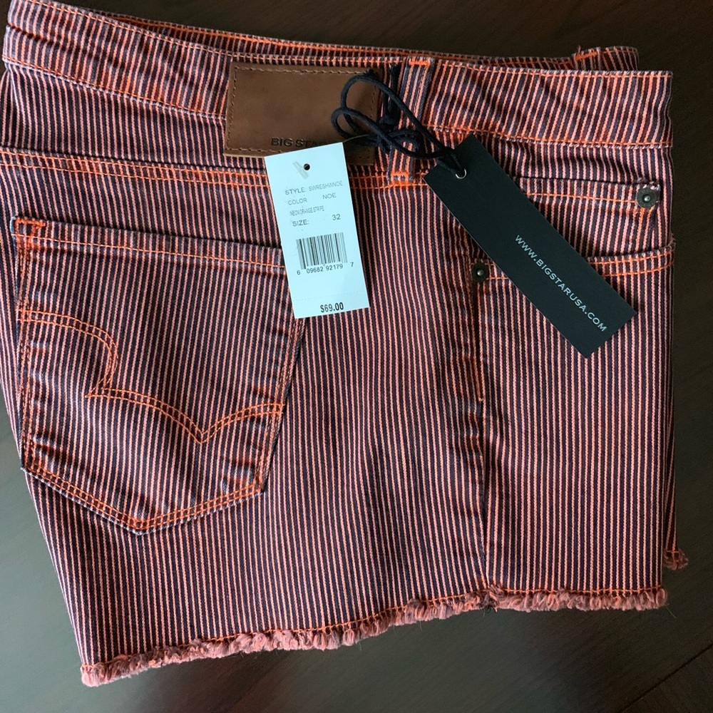 Big Star - Remy Low Rise Shorts neon orange stripe